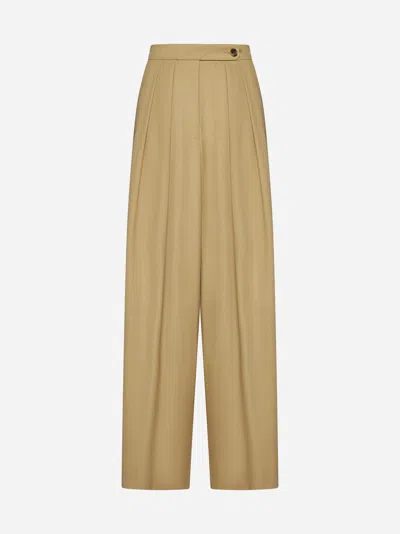 Dries Van Noten Viscose And Wool-blend Trousers In Beige