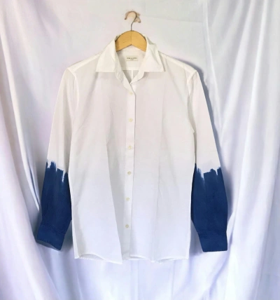 Pre-owned Dries Van Noten White Blue Paint Shirt In White/blue