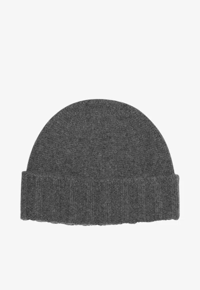 Drumohr Cashmere Knit Beanie In Gray