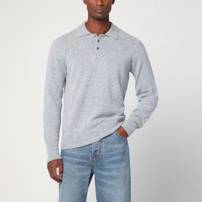 Drumohr Grey Lambswool Polo In Gray
