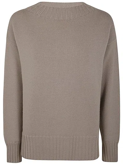Drumohr Long Sleeves Crew Neck Oversized Sweater In Gray