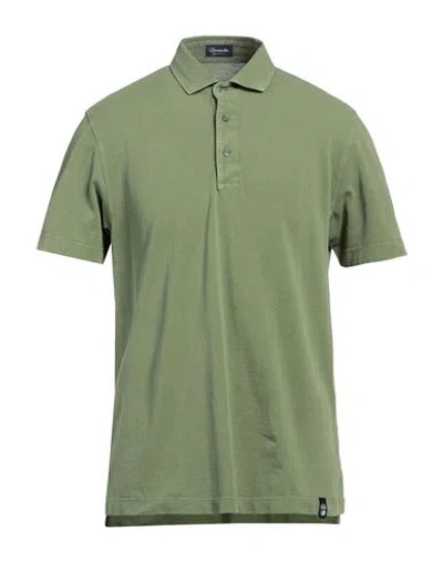 Drumohr Man Polo Shirt Green Size Xl Cotton In Gray