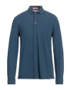 Drumohr Man Polo Shirt Slate Blue Size 3xl Cotton