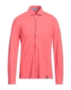 Drumohr Man Shirt Coral Size M Cotton In Pink