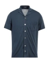Drumohr Man Shirt Midnight Blue Size 38 Cotton