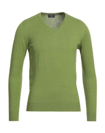 Drumohr Man Sweater Acid Green Size 38 Linen, Polyester In Green