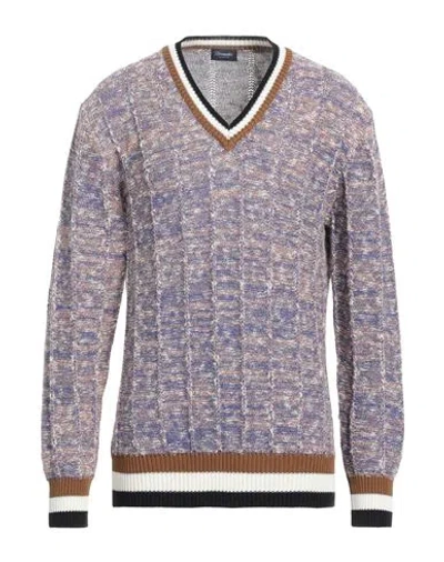Drumohr Man Sweater Purple Size 40 Cotton, Linen