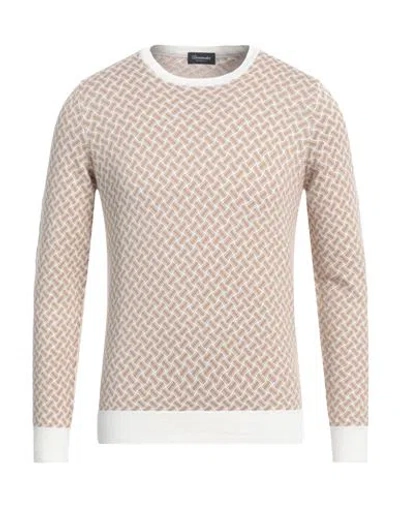 Drumohr Man Sweater Sand Size 38 Cotton, Linen, Polyester In Beige