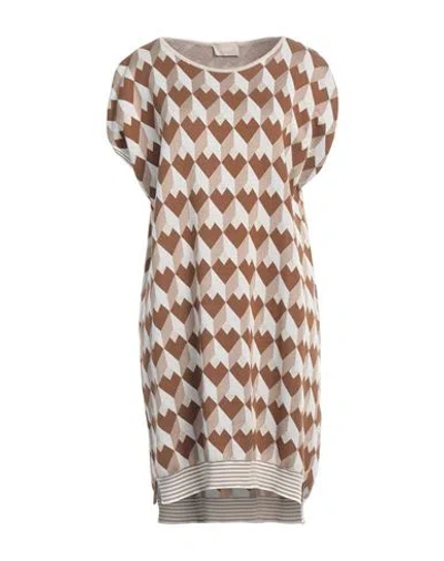 Drumohr Woman Mini Dress Brown Size L Silk, Cotton