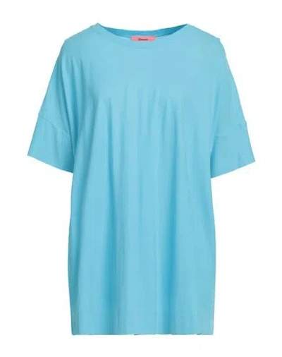 Drumohr Woman T-shirt Azure Size Xxl Cotton In Blue