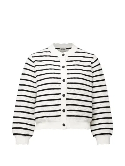 Drykorn Francy Striped Scalloped-edge Cardigan In Multi