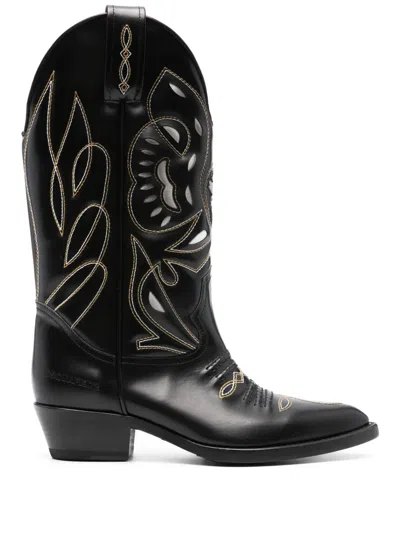 Dsquared2 70mm Cut-out Leather Mid-calf Boots In Black