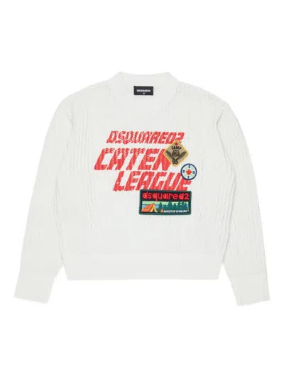 Dsquared2 Kids' Appliqué Sweater In White