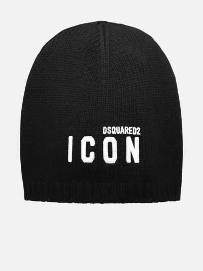Dsquared2 Kids' Berretto Icon Bianco In Black