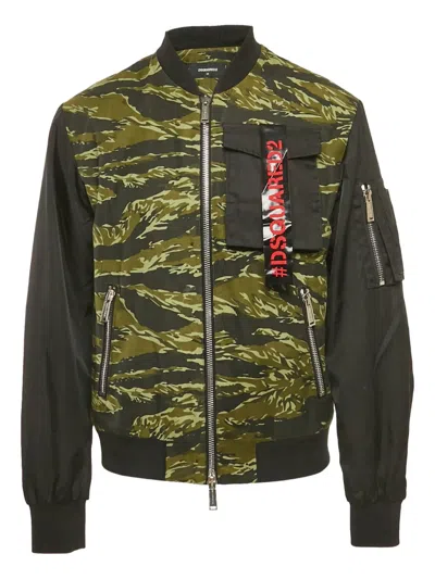 Pre-owned Dsquared2 Camouflage-pattern Bomber Jacket In Green