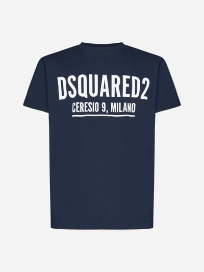 Dsquared2 Ceresio 9 Cotton T-shirt In Blue Navy