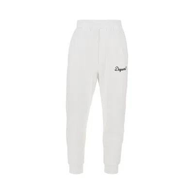 Dsquared2 Cotton Sweatpants With Logo Embroidery In White