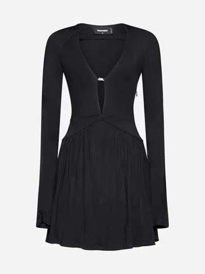 Dsquared2 Cut-out Rayon Mini Dress In Black
