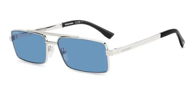 Dsquared2 D2 0213/s 010/ku Men's Sunglasses Silver Size 59 In Blue
