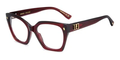 Dsquared2 D2 0228 Lhf Women's Glasses Burgundy Size 54 - Free Lenses - Blue Light Block Available In Shiny Burgundy