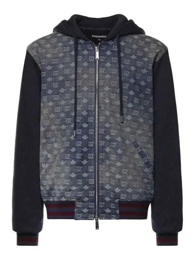 Dsquared2 D2 Monogram Wool Zip-up Cardigan In Multi