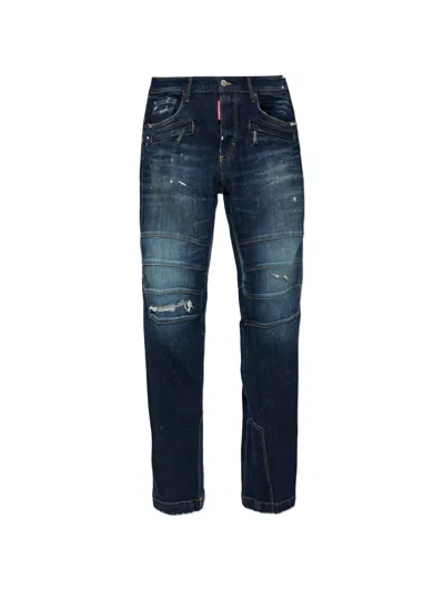 Dsquared2 Distressed Paint-splatter Jeans In Blue