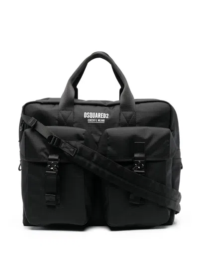 Dsquared2 Double-patch Laptop Bag In Black