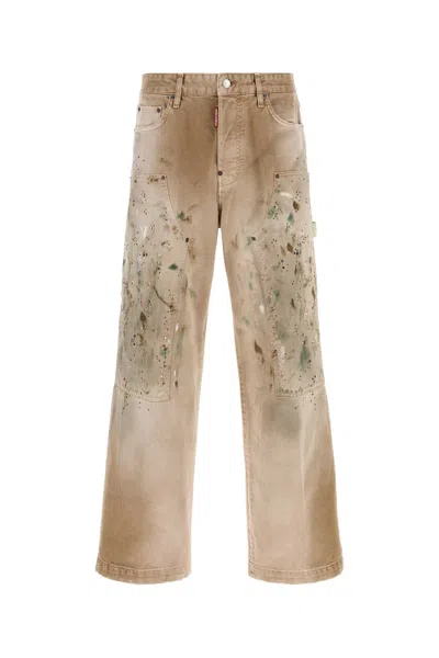 Dsquared2 Dsquared Beige Denim Jeans For Men In Brown