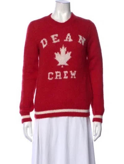 Pre-owned Dsquared2 Graphic Print Crew Neck Sweater In Red