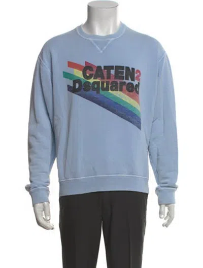 Pre-owned Dsquared2 Graphic Print Crew Neck Sweatshirt In Blue