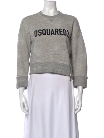 Pre-owned Dsquared2 Graphic Print Crew Neck Sweatshirt In Grey