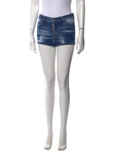 Pre-owned Dsquared2 Graphic Print Mini Shorts In Blue