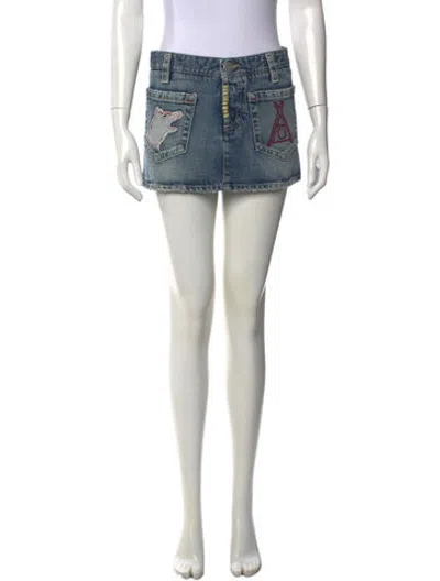 Pre-owned Dsquared2 Graphic Print Mini Skirt In Blue
