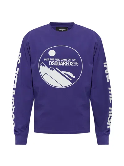 Dsquared2 Graphic-print Long-sleeve T-shirt In Blue