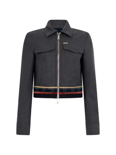 Dsquared2 Hybrid Flannel Kaban Jacket In Gray