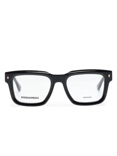 Dsquared2 Hype Glossy Rectangle-frame Glasses In Black