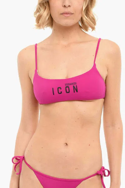 Dsquared2 Icon Printed Bikini Top In Pink