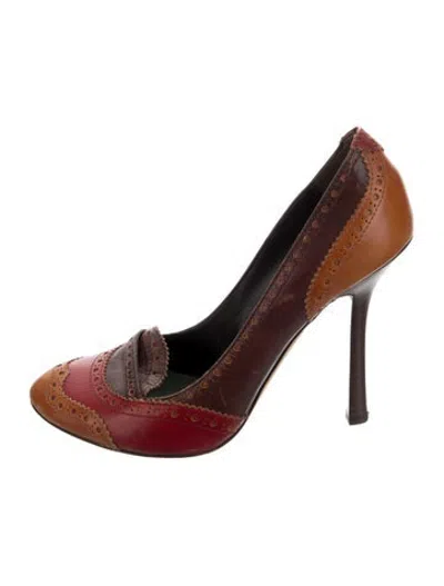 Pre-owned Dsquared2 Leather Patterned Pumps In Brown