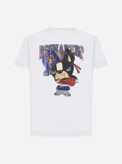 Dsquared2 Logo And Print Cotton T-shirt In White