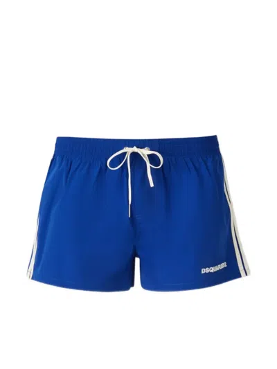 Dsquared2 Logo Boxer Midi Swim Shorts In Blue