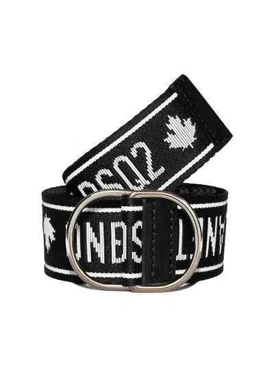 Dsquared2 Logo Industrial Tape Belt In Black