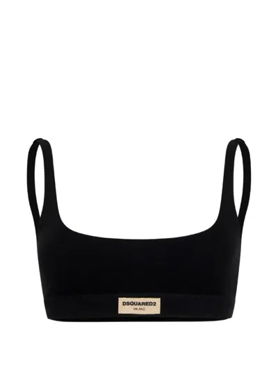 Dsquared2 Logo Label Bralette In Black