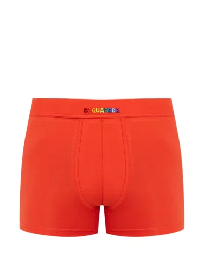 Dsquared2 Logo-embroidered Boxers In Orange