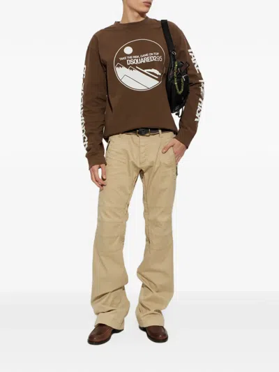 Dsquared2 Logo-patch Panelled Trousers In Brown