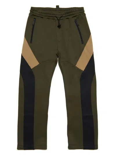 Dsquared2 Kids' Logo-patch Panelled-design Track Pants In Green