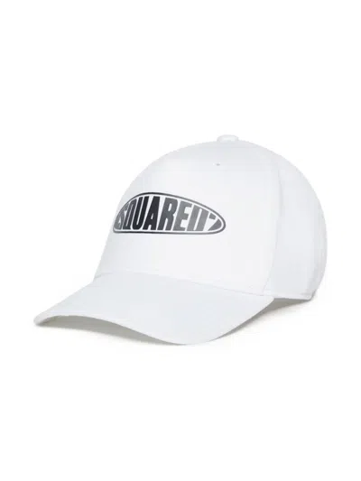 Dsquared2 Kids' Logo-print Cotton Baseball Cap In White