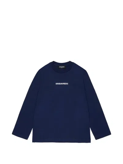Dsquared2 Kids' Logo-print Long-sleeved T-shirt In Blue
