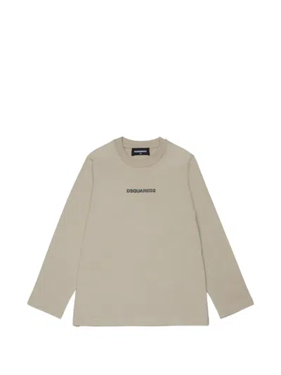Dsquared2 Kids' Logo-print Long-sleeved T-shirt In Neutral