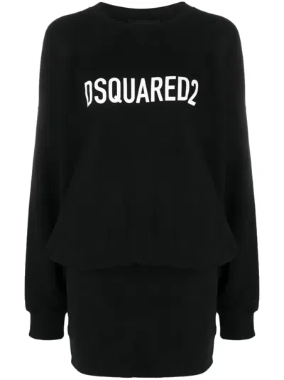 Dsquared2 Logo-print Sweatshirt Minidress In Schwarz