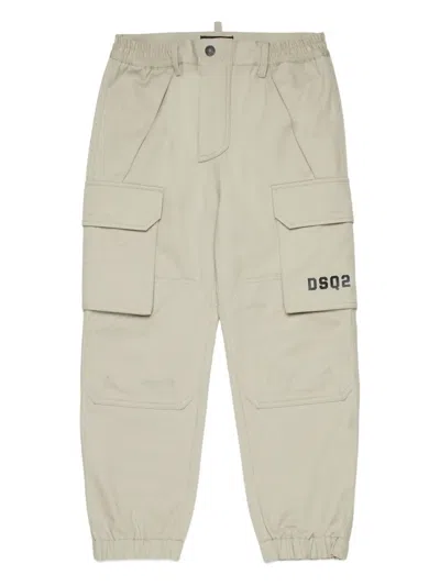 Dsquared2 Kids' Log-print Cargo Trousers In Neutral